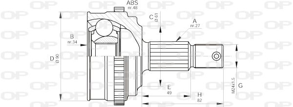 OPEN PARTS Шарнирный комплект, приводной вал CVJ5220.10